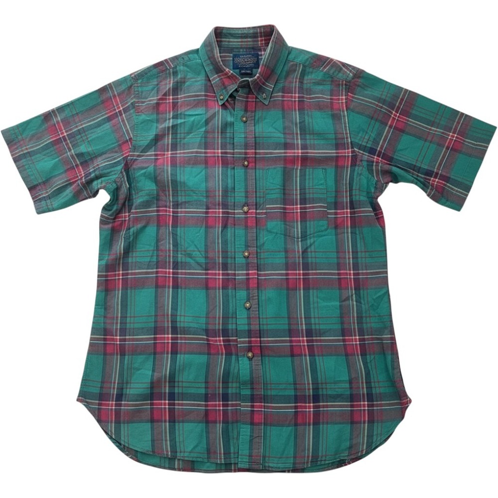 Pendleton Country Traditionals Mens Green Plaid Short Sleeve Button Down Shirt M